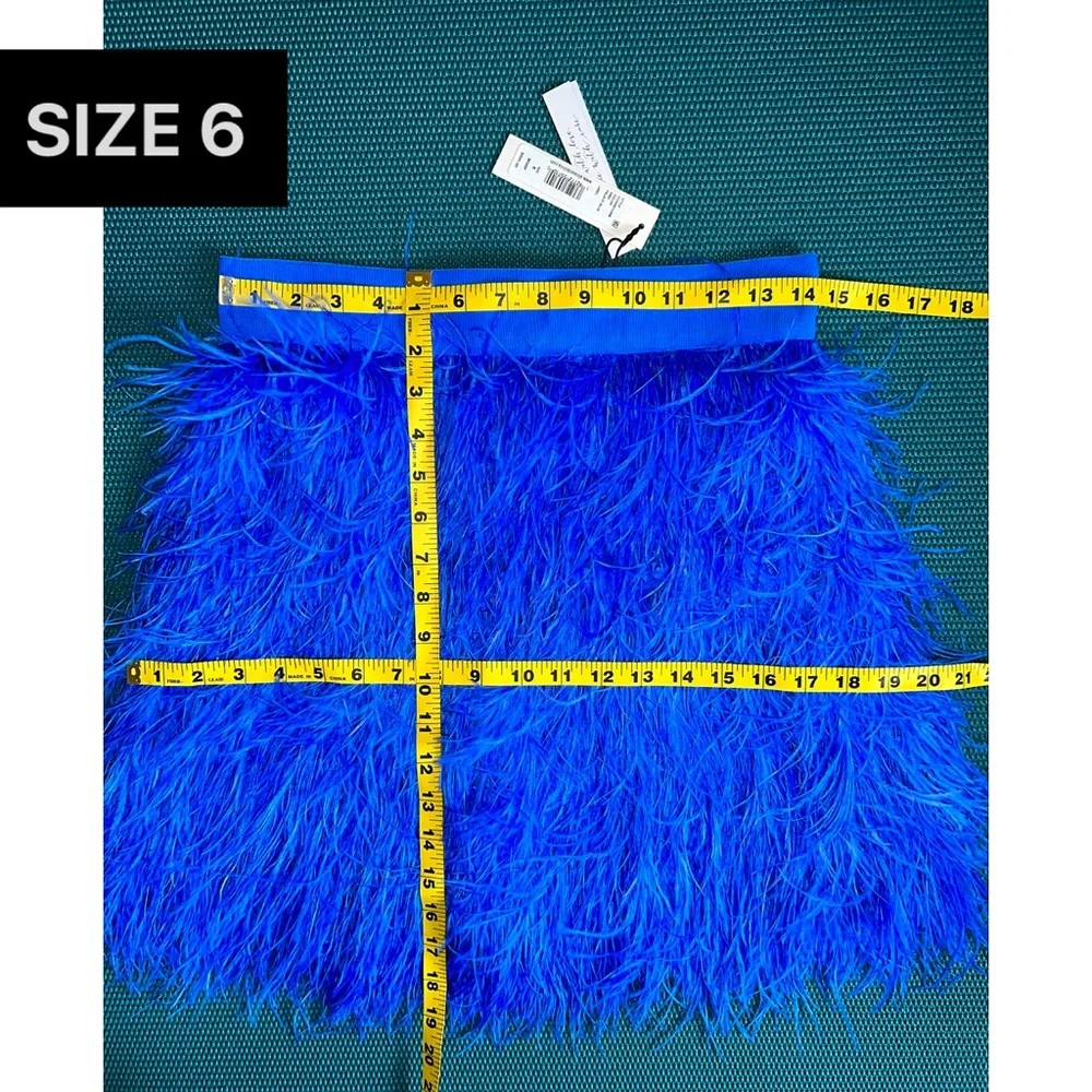 Alice + Olivia Cina Blue Ostrich Feather Mini Skirt